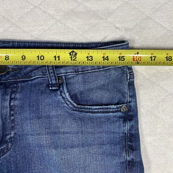 Kut From The Kloth Cropped Blue Denim Jeans Women's Sz 8 Distressed Stretch - Picture 6 of 9